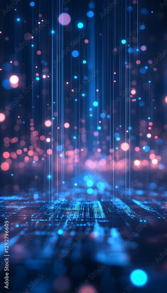 Aufkleber abstract technology background with glowing particles and vertical lines