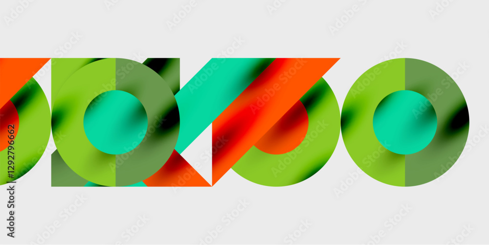 Aufkleber Modern abstract background featuring circles, lines, and triangles in a dynamic geometric composition. Perfect for stylish, tech, or creative-themed designs