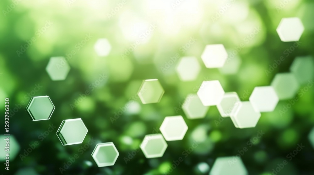 Poster gradient transition over hexagon bokeh blending digital art studio visual artwork creative environme