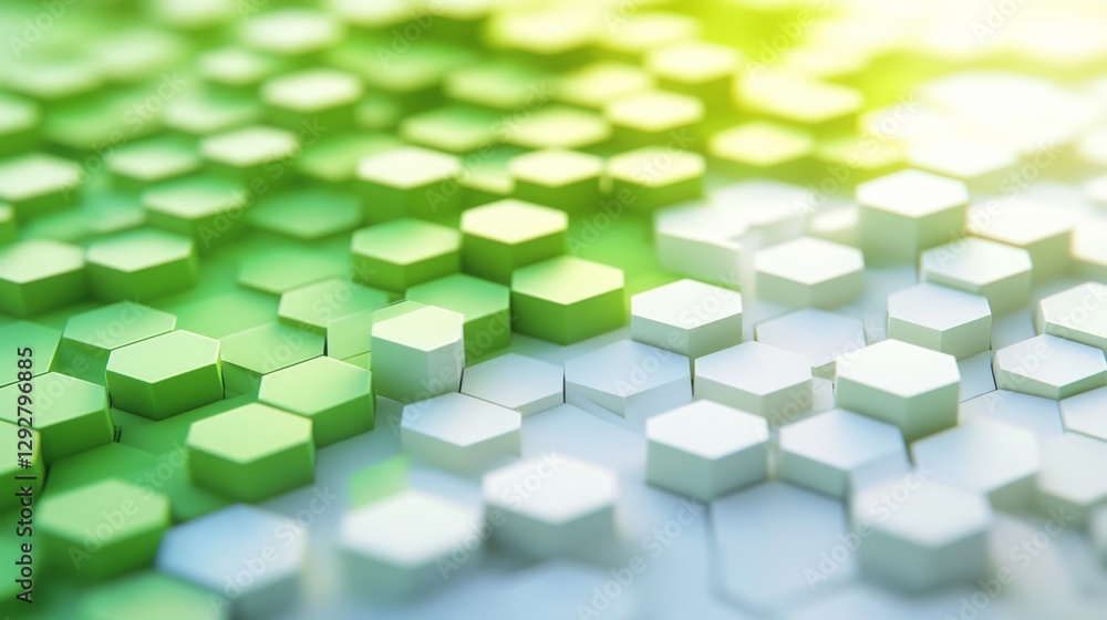 Poster dynamic gradient transition of hexagon bokeh light abstract setting visual art contemporary environm