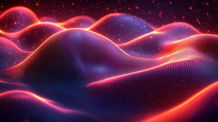 Obraz premium Abstract digital landscape with glowing waves
