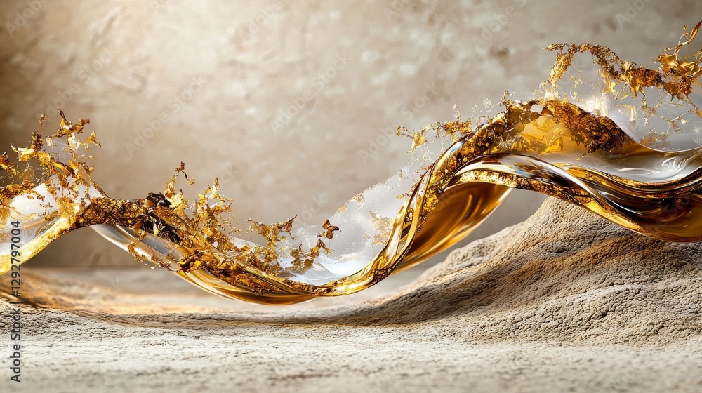 Aufkleber dynamic golden liquid design artistic studio digital art modern environment abstract viewpoint creat