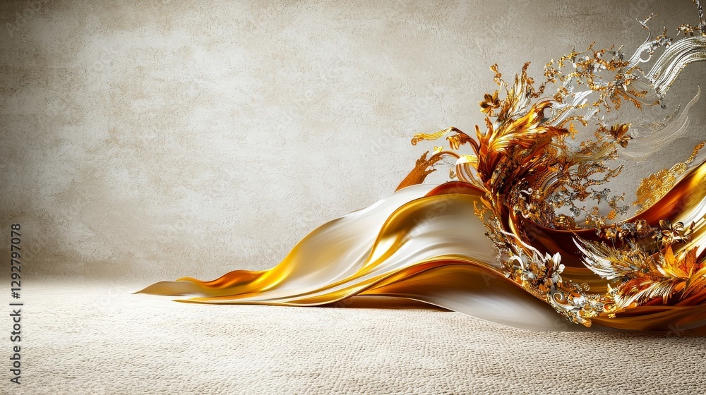 Poster Dynamic golden textures design abstract art modern studio colorful environment artistic perspective creative concept