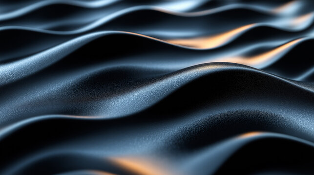 Abstract dark black background with futuristic flowing waves, perfect for tech, cyber, or modern digital design concepts.