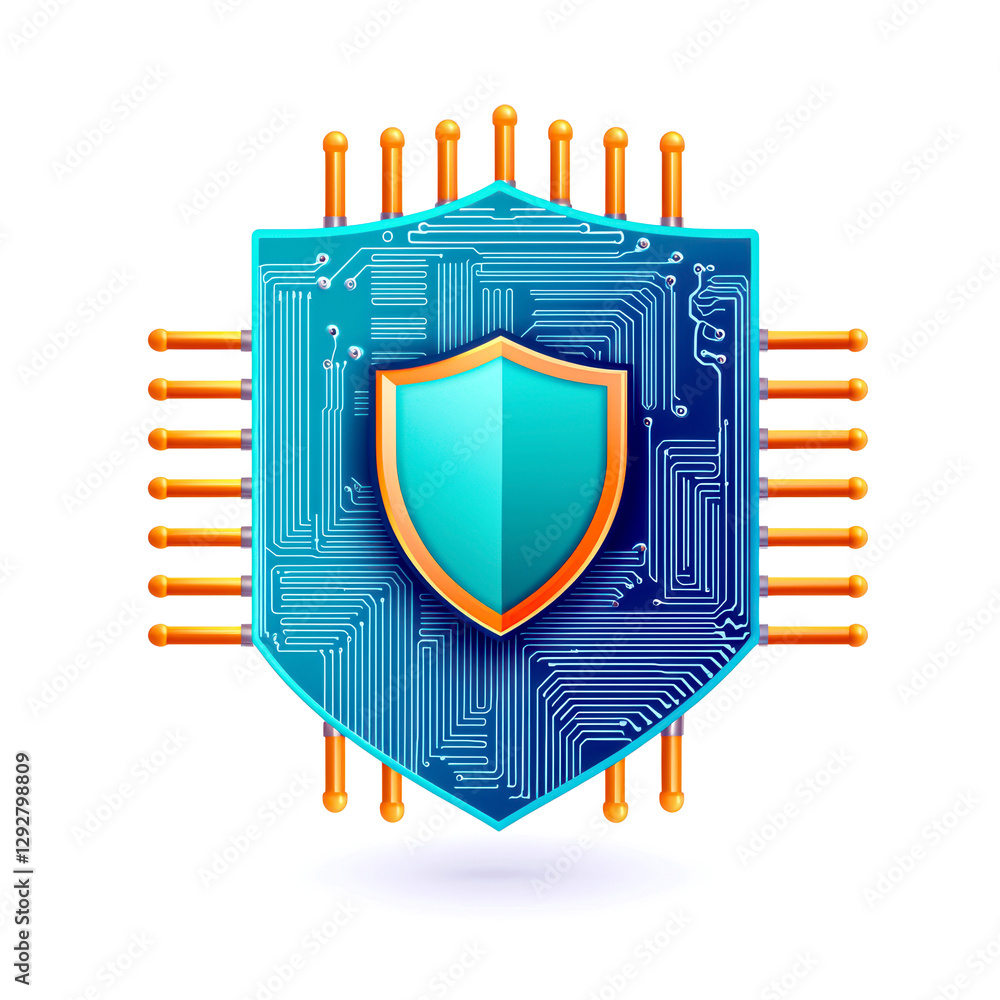Poster cybersecurity data protection financial markets concept. a digital shield representing cybersecurity