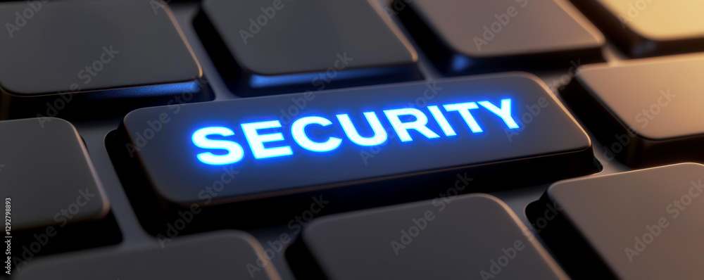 Poster cybersecurity data protection financial markets concept. a close-up of a keyboard highlighting the w