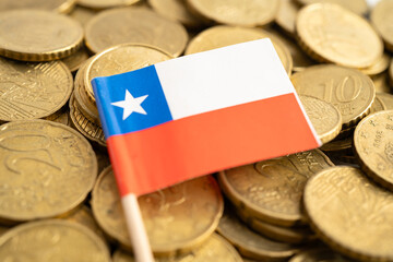 Chile flag on coins money, finance and accounting, banking.