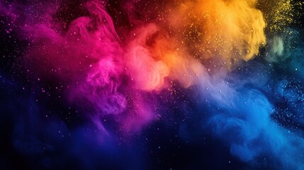 Obraz premium beautiful abstract background featuring splashes of Holi powder in various bright colors, blended together in a swirling motion, with subtle texture and depth.