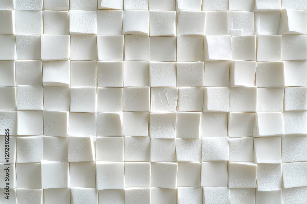 Poster white 3d square tile pattern texture. ideal for modern minimalist design projects, website backgroun