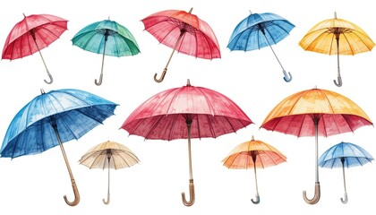 Obraz premium Colorful umbrellas in outdoor vibrant scene