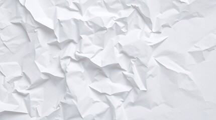 Fototapeta premium Crumpled white paper texture, high contrast, detailed creases and folds, abstract topography, macro photography, minimalist, monochromatic, soft shadows, clean background, geometric patterns, origami-