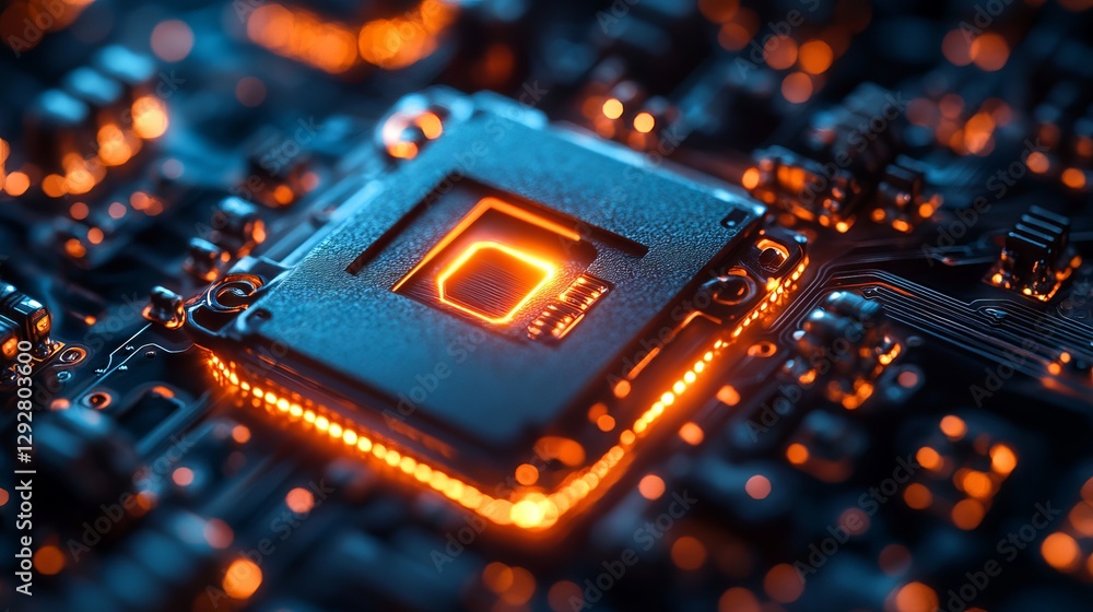 Aufkleber cybersecurity and data protection concept featuring advanced locks on a blue integrated circuit, sho