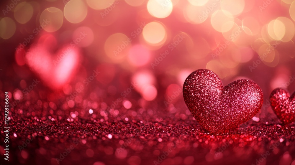 Poster creating soft red glitter bokeh for valentine's day studio digital art romantic close-up textured ba
