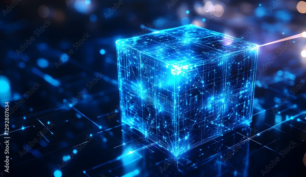 Aufkleber abstract glowing cube network digital technology