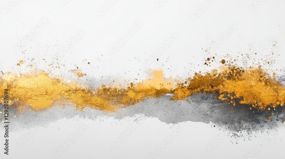 Poster artistic expression soft white space with golden splashes studio digital artwork minimalistic enviro