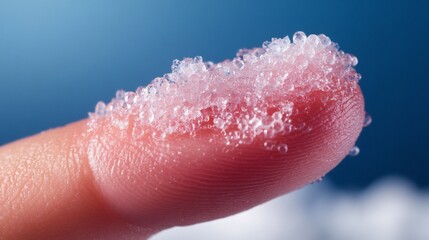 Fototapeta premium Macro Photography of Ice Crystals on a Fingertip