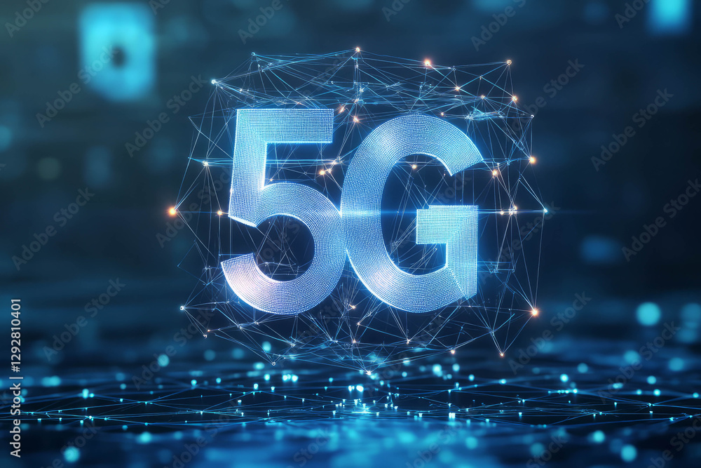 Poster 5g technology network infrastructure with digital connections and nodes