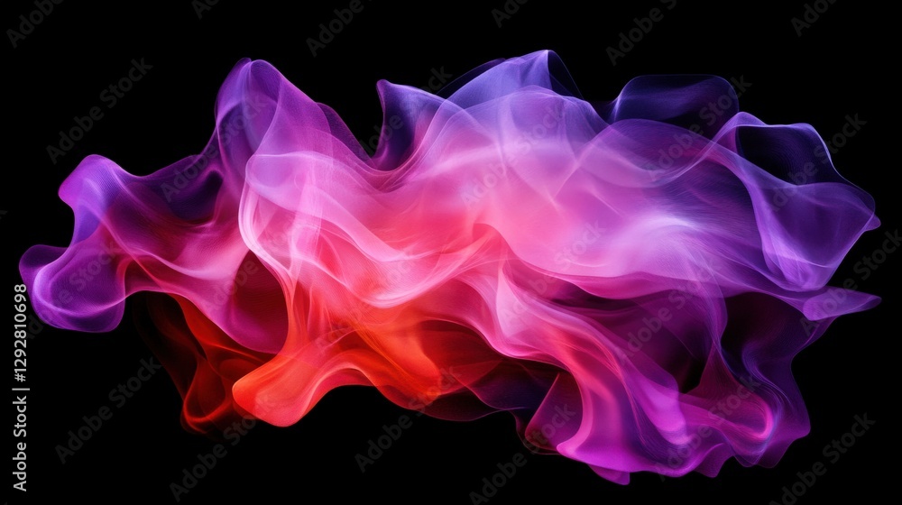 Poster abstract colorful wave patterns flowing gracefully against a black background, emphasizing movement