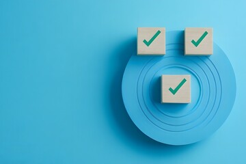 Success Checkmarks on a Blue Platform