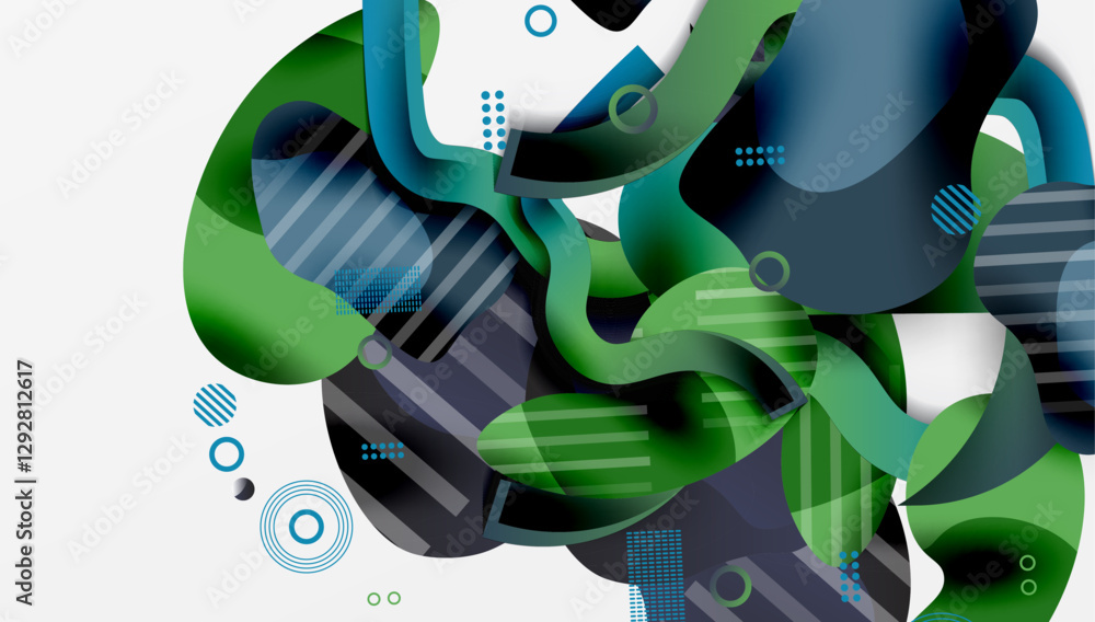 Poster abstract liquid shapes and lines background