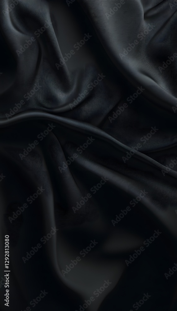Poster dark fabric drapes in soft folds creating shadows