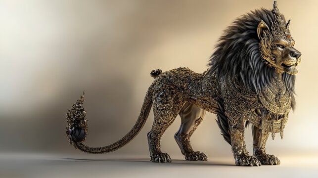 Majestic singh lion sculpture thailand art piece cultural heritage close-up intricate design and significance