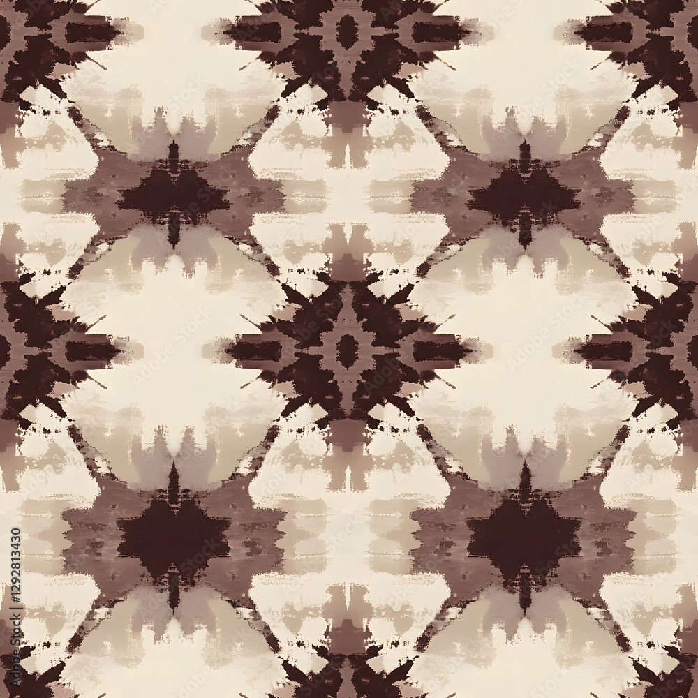 Poster abstract brown and beige pattern. symmetrical design with a soft, muted palette.