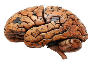  AI Brain Circuit Isolated on Transparent Background