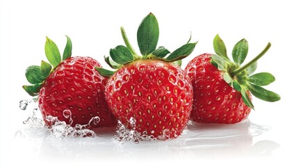 Fresh strawberries in water splash
