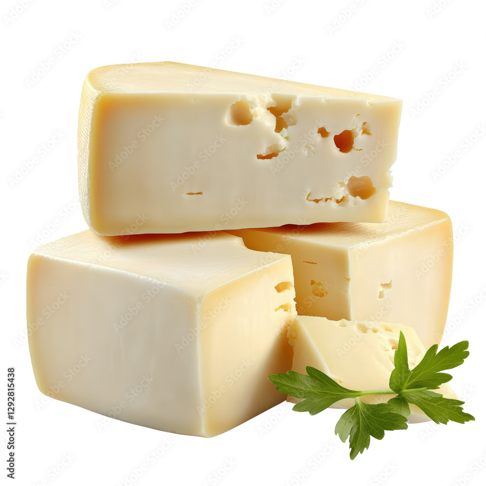 Poster block of cheese with a leaf garnish displaying a rustic and gourmet appeal perfect for cheese boards