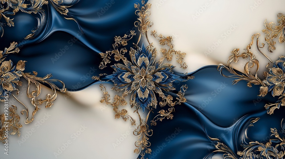 Poster intricate golden symmetrical pattern art digital design abstract visual contemporary style