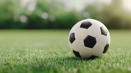 Fototapeta premium Soccer football isolated on green field background