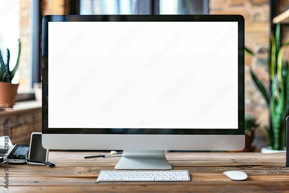 Aufkleber ultra quality picture of designer desktop with empty white computer screen