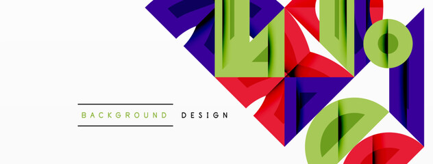 Abstract geometric background with shapes, featuring circular and rounded elements. Bold contrast, smooth gradients, dynamic composition, futuristic style