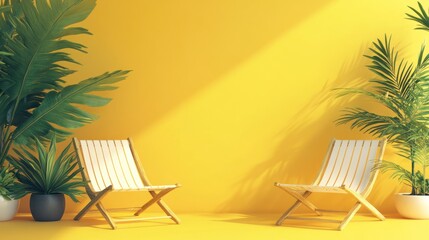 Minimal yellow wall background with copy space, product display presentation backdrop for design and digital concept of summertime