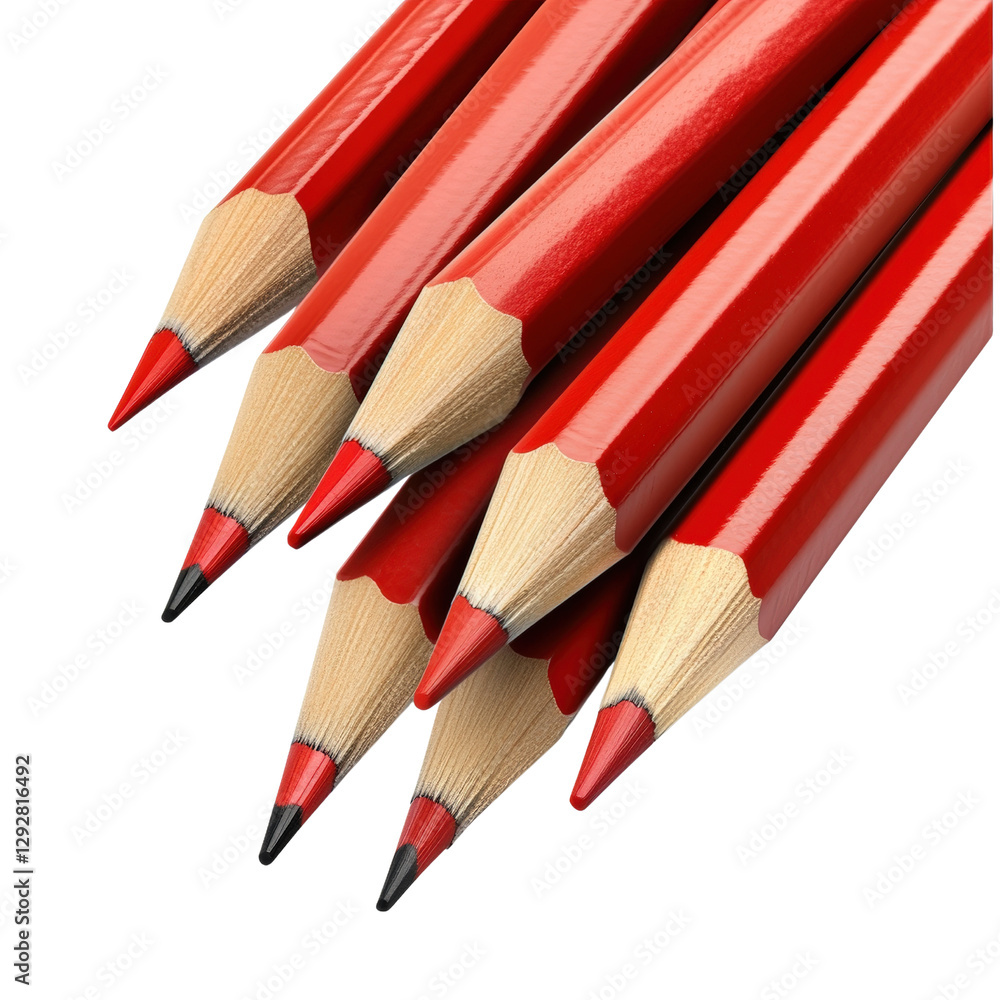 Poster vibrant collection of red pencils arranged neatly on a white background for art and creative project