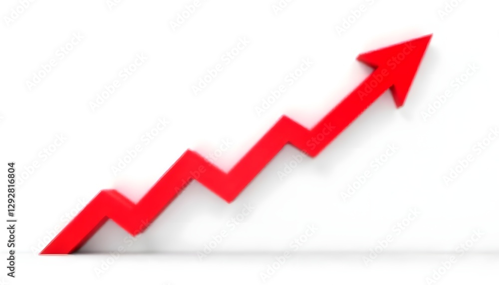 Poster red 3d arrow graph showing growth progress success and increase