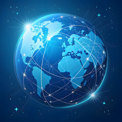 earth globe on blue background