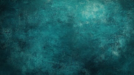 Obraz premium Teal background, textured with a dark green, grunge-like effect, on a blank canvas