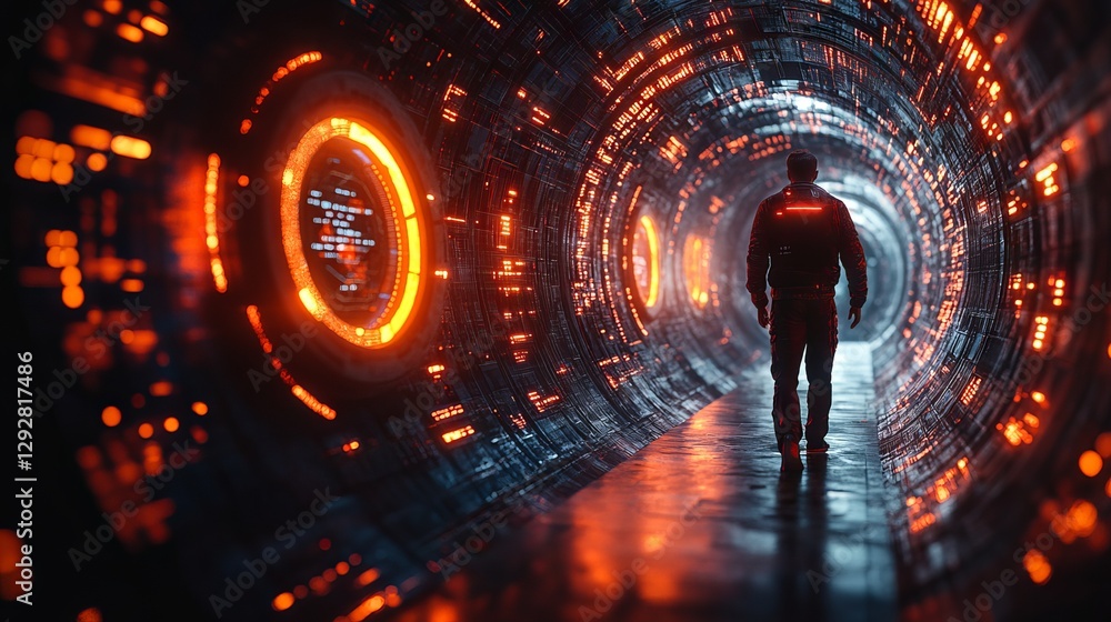Poster futuristic cybersecurity and network protection concept showcasing advanced information security, fu