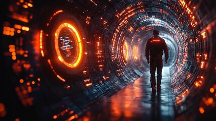 Futuristic cybersecurity and network protection concept showcasing advanced information security, future technology web services for business and internet projects