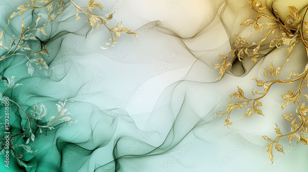 Aufkleber elegant krua wan pattern with golden vines digital art abstract serene artistic design decorative ba