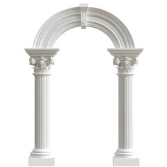 Fototapeta premium Classical column arches create a dramatic focal point in architectural design and artistry against a white background, classical column arches isolated on white background