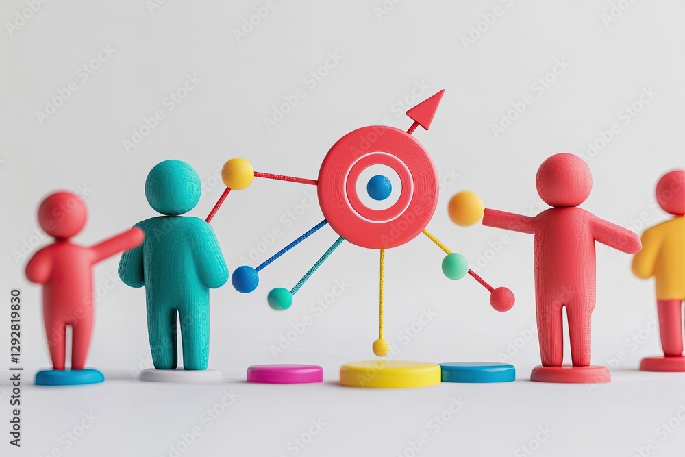 Poster colorful figures analyzing target data