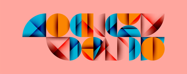 Abstract geometric pattern with intersecting circles and triangles in gradients. The high-contrast composition creates depth and a dynamic, modern aesthetic