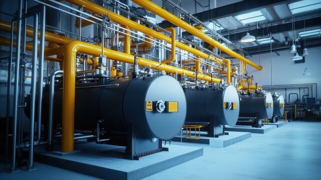 A glimpse into a modern industrial boiler room.