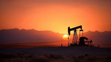 Capturing the essence of energy extraction in a desert environment at dusk.
