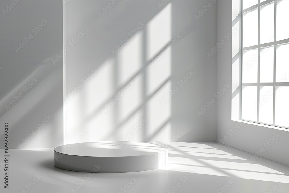 Poster detailed image of white 3d studio background with window shadows for display