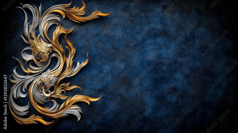 Poster elegant thai kan khod kanok design with curving patterns artistic display creative environment visua