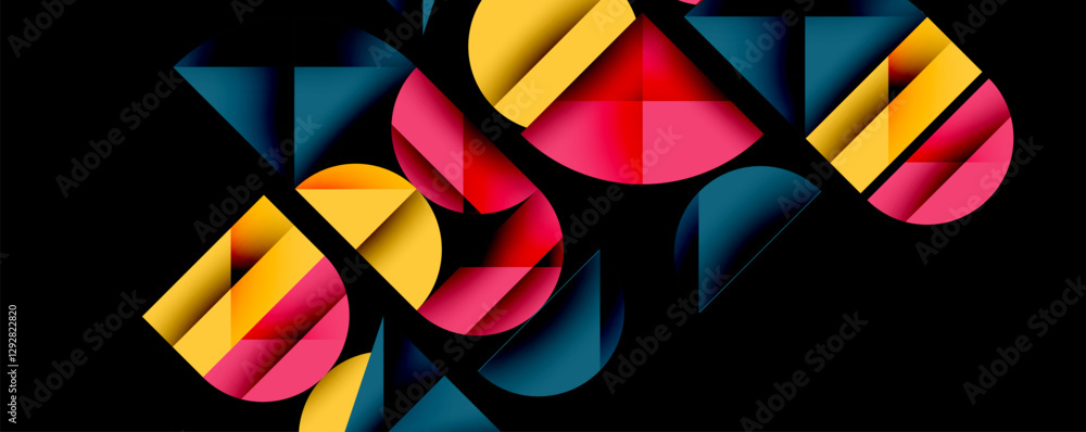 Wall mural minimal geometric abstract background. circle square and triangle design